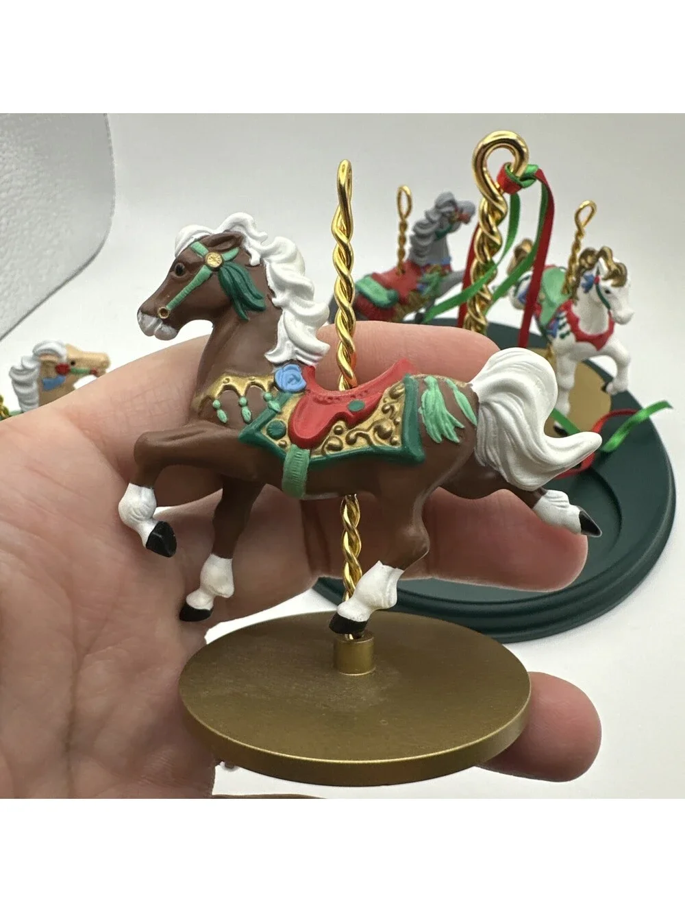 1989 Hallmark Carousel Horse Ornaments Complete 5 Piece Set Christmas
